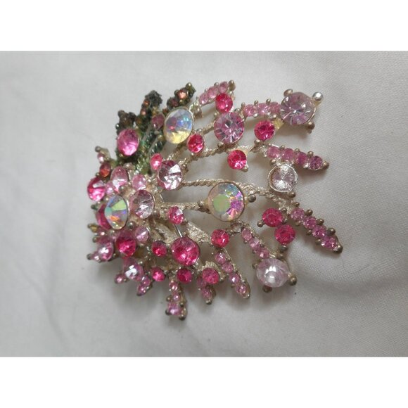 Silver and pink Spray Brooch Pin Jewelry fpr Parts/Repair - Picture 1 of 3